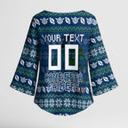 Personalized Canberra Raiders Christmas Kimono Sleeve Blouse Australian Rugby Fans - Pixelated Ugly Xmas Pattern Mascot Santa