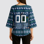 Personalized Canberra Raiders Christmas Kimono Sleeve Blouse Australian Rugby Fans - Pixelated Ugly Xmas Pattern Mascot Santa