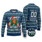 Personalized Canberra Raiders Christmas Ugly Christmas Sweater Australian Rugby Fans - Pixelated Ugly Xmas Pattern Mascot Santa