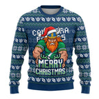 Personalized Canberra Raiders Christmas Ugly Christmas Sweater Australian Rugby Fans - Pixelated Ugly Xmas Pattern Mascot Santa