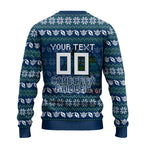 Personalized Canberra Raiders Christmas Ugly Christmas Sweater Australian Rugby Fans - Pixelated Ugly Xmas Pattern Mascot Santa