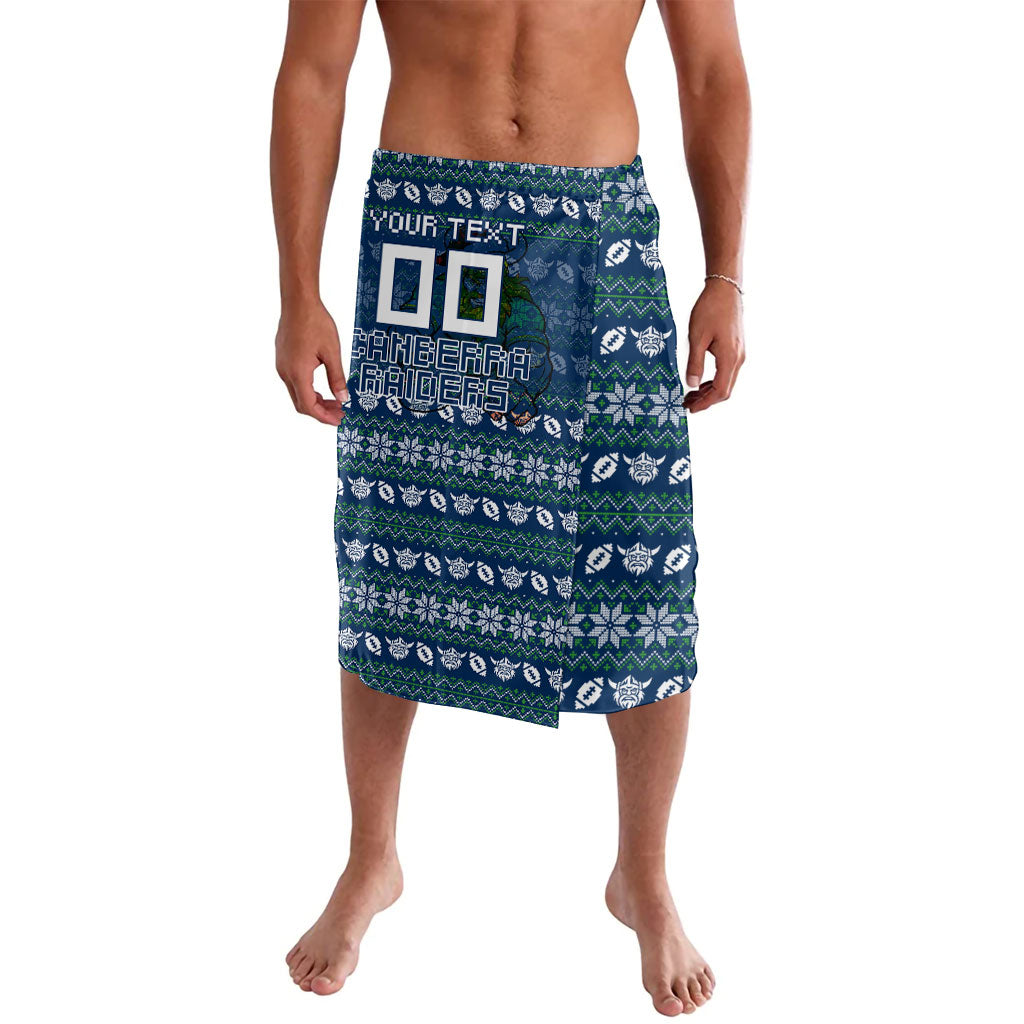 Personalized Canberra Raiders Christmas Lavalava Australian Rugby Fans - Pixelated Ugly Xmas Pattern Mascot Santa