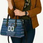 Personalized Canberra Raiders Christmas Leather Bag Australian Rugby Fans - Pixelated Ugly Xmas Pattern Mascot Santa