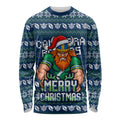 Personalized Canberra Raiders Christmas Long Sleeve Shirt Australian Rugby Fans - Pixelated Ugly Xmas Pattern Mascot Santa