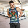Personalized Canberra Raiders Christmas Men Tank Top Australian Rugby Fans - Pixelated Ugly Xmas Pattern Mascot Santa