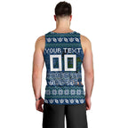 Personalized Canberra Raiders Christmas Men Tank Top Australian Rugby Fans - Pixelated Ugly Xmas Pattern Mascot Santa