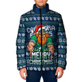 Personalized Canberra Raiders Christmas Padded Jacket Australian Rugby Fans - Pixelated Ugly Xmas Pattern Mascot Santa