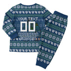 Personalized Canberra Raiders Christmas Pajama Set Australian Rugby Fans - Pixelated Ugly Xmas Pattern Mascot Santa