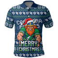 Personalized Canberra Raiders Christmas Polo Shirt Australian Rugby Fans - Pixelated Ugly Xmas Pattern Mascot Santa