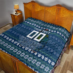 Personalized Canberra Raiders Christmas Quilt Australian Rugby Fans - Pixelated Ugly Xmas Pattern Mascot Santa