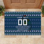 Personalized Canberra Raiders Christmas Rubber Doormat Australian Rugby Fans - Pixelated Ugly Xmas Pattern Mascot Santa