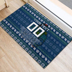 Personalized Canberra Raiders Christmas Rubber Doormat Australian Rugby Fans - Pixelated Ugly Xmas Pattern Mascot Santa