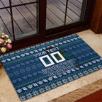Personalized Canberra Raiders Christmas Rubber Doormat Australian Rugby Fans - Pixelated Ugly Xmas Pattern Mascot Santa