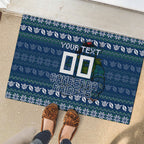 Personalized Canberra Raiders Christmas Rubber Doormat Australian Rugby Fans - Pixelated Ugly Xmas Pattern Mascot Santa