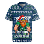 Personalized Canberra Raiders Christmas Rugby Jersey Australian Rugby Fans - Pixelated Ugly Xmas Pattern Mascot Santa