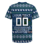 Personalized Canberra Raiders Christmas Rugby Jersey Australian Rugby Fans - Pixelated Ugly Xmas Pattern Mascot Santa