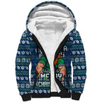 Personalized Canberra Raiders Christmas Sherpa Hoodie Australian Rugby Fans - Pixelated Ugly Xmas Pattern Mascot Santa