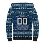 Personalized Canberra Raiders Christmas Sherpa Hoodie Australian Rugby Fans - Pixelated Ugly Xmas Pattern Mascot Santa