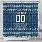 Personalized Canberra Raiders Christmas Shower Curtain Australian Rugby Fans - Pixelated Ugly Xmas Pattern Mascot Santa