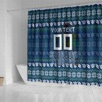 Personalized Canberra Raiders Christmas Shower Curtain Australian Rugby Fans - Pixelated Ugly Xmas Pattern Mascot Santa