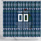 Personalized Canberra Raiders Christmas Shower Curtain Australian Rugby Fans - Pixelated Ugly Xmas Pattern Mascot Santa