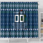 Personalized Canberra Raiders Christmas Shower Curtain Australian Rugby Fans - Pixelated Ugly Xmas Pattern Mascot Santa