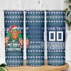 Personalized Canberra Raiders Christmas Skinny Tumbler Australian Rugby Fans - Pixelated Ugly Xmas Pattern Mascot Santa