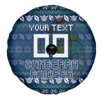 Personalized Canberra Raiders Christmas Spare Tire Cover Australian Rugby Fans - Pixelated Ugly Xmas Pattern Mascot Santa