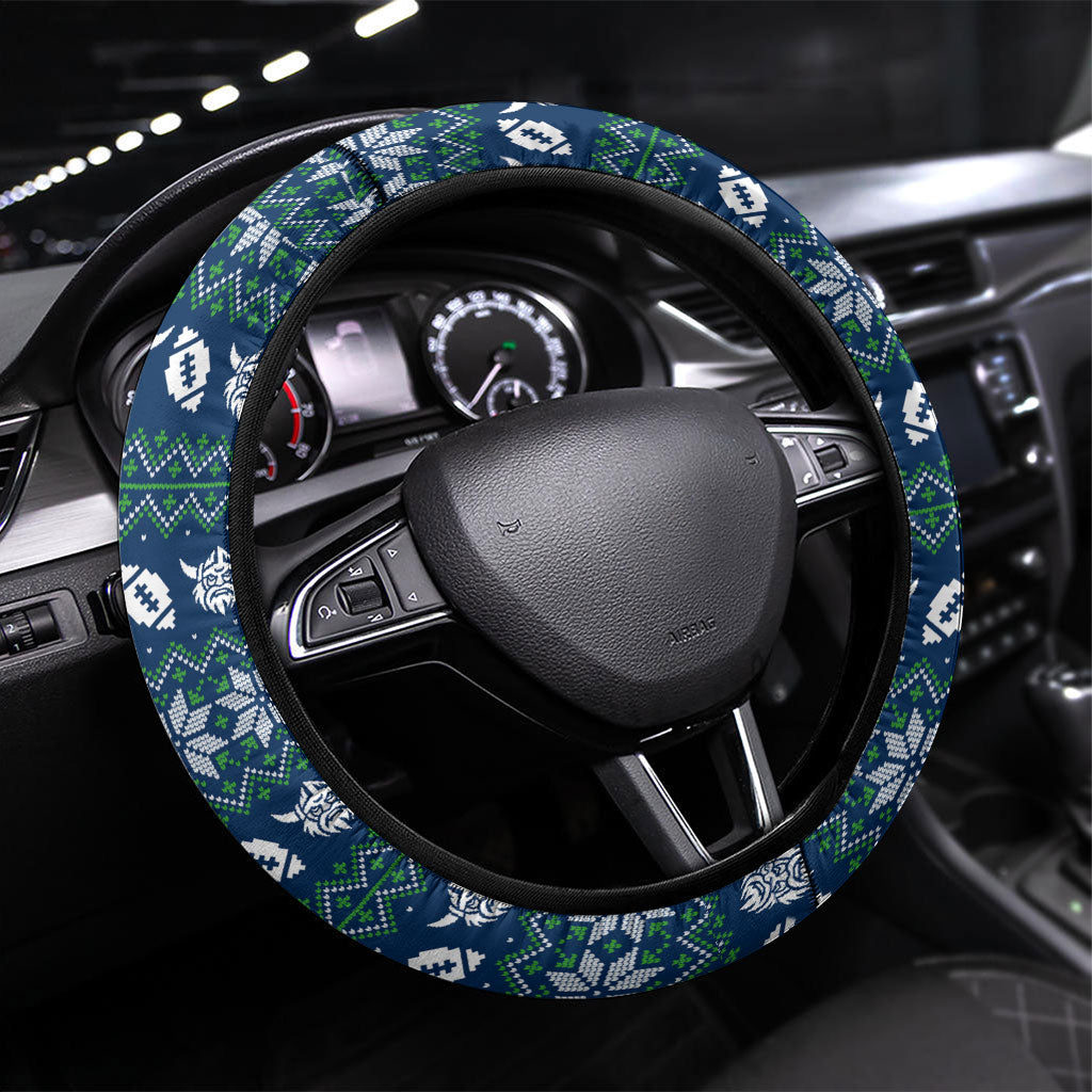 Canberra Raiders Christmas Steering Wheel Cover Australian Rugby Fans - Pixelated Ugly Xmas Pattern Mascot Santa