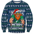 Personalized Canberra Raiders Christmas Sweatshirt Australian Rugby Fans - Pixelated Ugly Xmas Pattern Mascot Santa