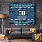 Personalized Canberra Raiders Christmas Tapestry Australian Rugby Fans - Pixelated Ugly Xmas Pattern Mascot Santa