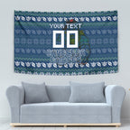 Personalized Canberra Raiders Christmas Tapestry Australian Rugby Fans - Pixelated Ugly Xmas Pattern Mascot Santa
