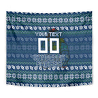 Personalized Canberra Raiders Christmas Tapestry Australian Rugby Fans - Pixelated Ugly Xmas Pattern Mascot Santa