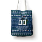 Personalized Canberra Raiders Christmas Tote Bag Australian Rugby Fans - Pixelated Ugly Xmas Pattern Mascot Santa