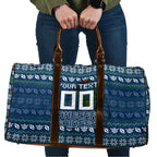 Personalized Canberra Raiders Christmas Travel Bag Australian Rugby Fans - Pixelated Ugly Xmas Pattern Mascot Santa