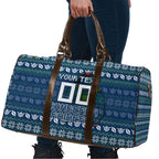 Personalized Canberra Raiders Christmas Travel Bag Australian Rugby Fans - Pixelated Ugly Xmas Pattern Mascot Santa