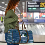 Personalized Canberra Raiders Christmas Travel Bag Australian Rugby Fans - Pixelated Ugly Xmas Pattern Mascot Santa