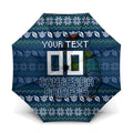 Personalized Canberra Raiders Christmas Umbrella Australian Rugby Fans - Pixelated Ugly Xmas Pattern Mascot Santa
