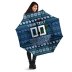 Personalized Canberra Raiders Christmas Umbrella Australian Rugby Fans - Pixelated Ugly Xmas Pattern Mascot Santa