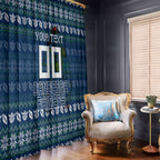 Personalized Canberra Raiders Christmas Window Curtain Australian Rugby Fans - Pixelated Ugly Xmas Pattern Mascot Santa
