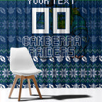 Personalized Canberra Raiders Christmas Window Curtain Australian Rugby Fans - Pixelated Ugly Xmas Pattern Mascot Santa