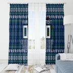 Personalized Canberra Raiders Christmas Window Curtain Australian Rugby Fans - Pixelated Ugly Xmas Pattern Mascot Santa