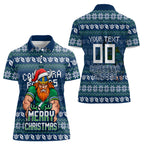 Personalized Canberra Raiders Christmas Women Polo Shirt Australian Rugby Fans - Pixelated Ugly Xmas Pattern Mascot Santa