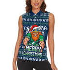 Personalized Canberra Raiders Christmas Women Sleeveless Polo Shirt Australian Rugby Fans - Pixelated Ugly Xmas Pattern Mascot Santa