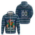 Personalized Canberra Raiders Christmas Zip Hoodie Australian Rugby Fans - Pixelated Ugly Xmas Pattern Mascot Santa