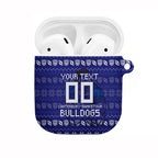 Personalized Canterbury Bulldogs Christmas AirPods Case Australian Rugby Fans - Pixelated Ugly Xmas Pattern Mascot Santa