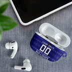 Personalized Canterbury Bulldogs Christmas AirPods Case Australian Rugby Fans - Pixelated Ugly Xmas Pattern Mascot Santa