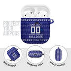 Personalized Canterbury Bulldogs Christmas AirPods Case Australian Rugby Fans - Pixelated Ugly Xmas Pattern Mascot Santa