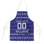 Personalized Canterbury Bulldogs Christmas Apron Australian Rugby Fans - Pixelated Ugly Xmas Pattern Mascot Santa