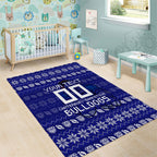 Personalized Canterbury Bulldogs Christmas Area Rug Australian Rugby Fans - Pixelated Ugly Xmas Pattern Mascot Santa
